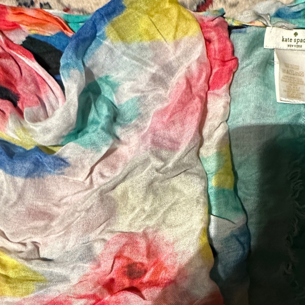 Kate Spade Multicolor Floral  long Scarf euc